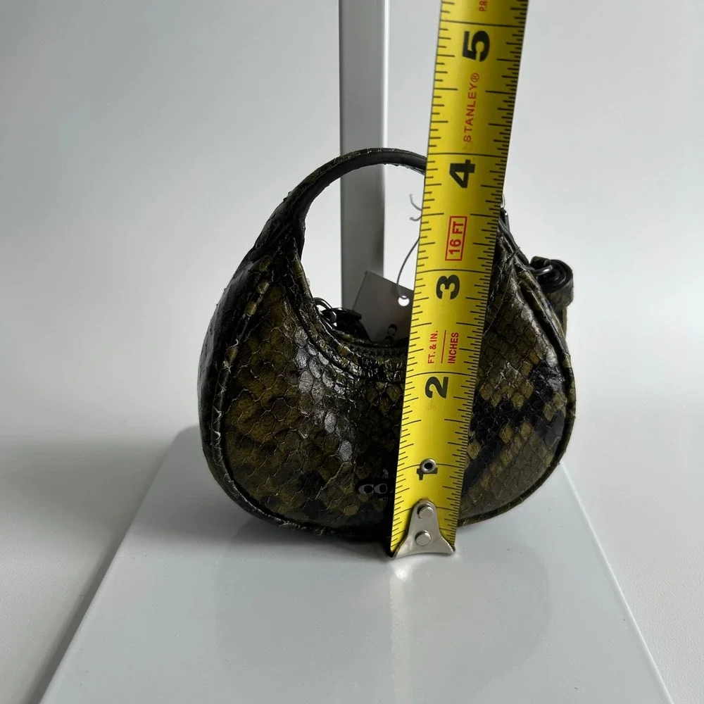 Coach Carmen Green Snake Print Embossed Leather Bag Charm NWT CCF18